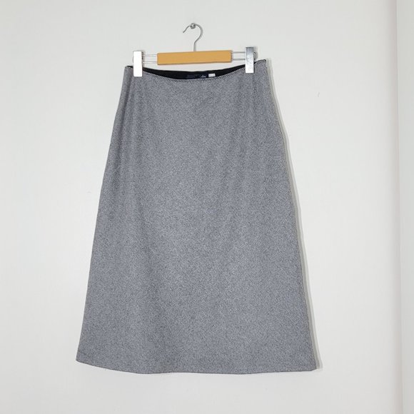 Gap A-Line Midi Skirt Gray Herringbone Wool Blend Lined Zippered Classic 6 - Picture 1 of 10